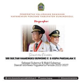 Selamat Atas Pelantikan Sri Sultan HB X dan KGPA Pakualam X 